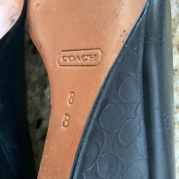 Coach Signature Wedge Peep-Toe Shoes monogram 
Size: 8 Black EUC - Picture 11 of 14